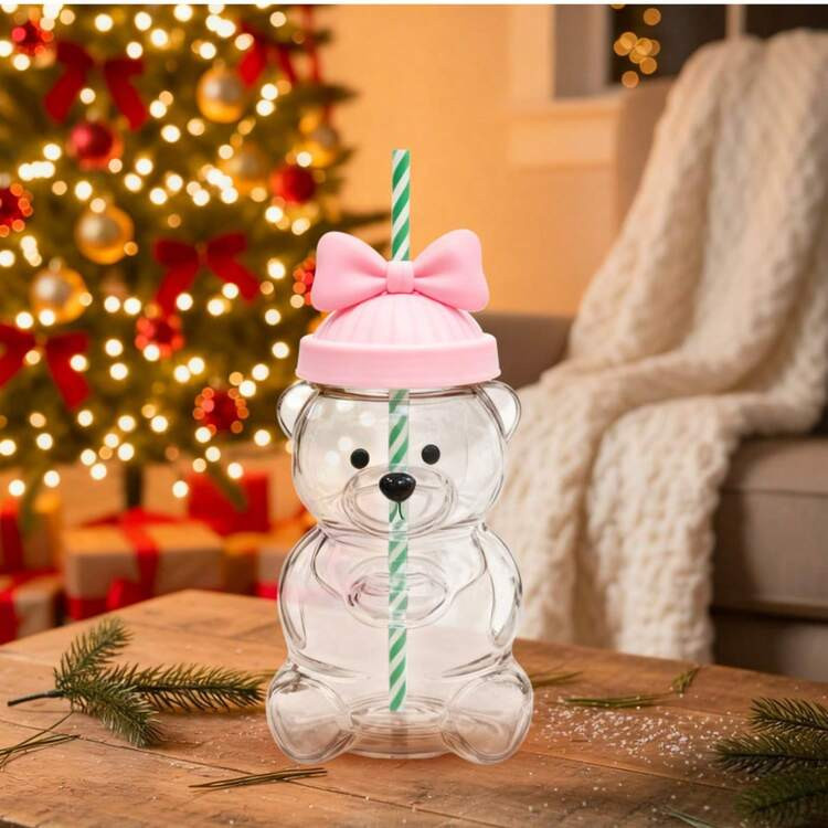 Bear Straw Cup, Cute And Fun Straw Cup, Honey Bear Cup With Straw, Cute Coffee Drink Mug 20 Ounces 1 Piece | SHEIN