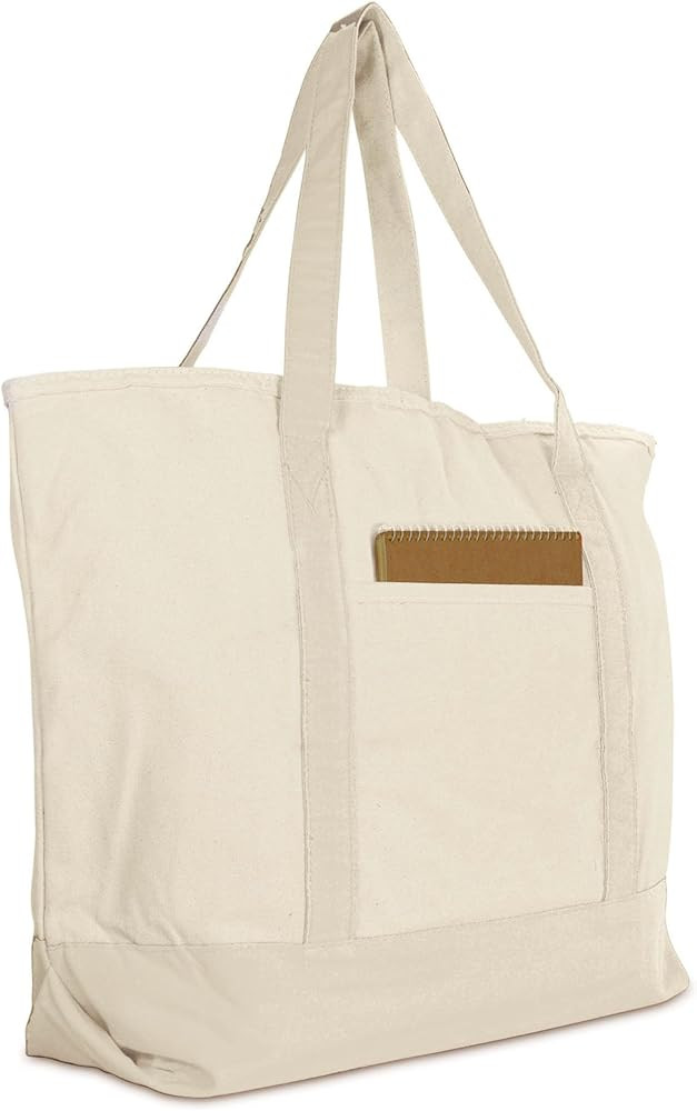 22" Heavy Duty Cotton Canvas Tote Bag (Zippered) | Amazon (US)