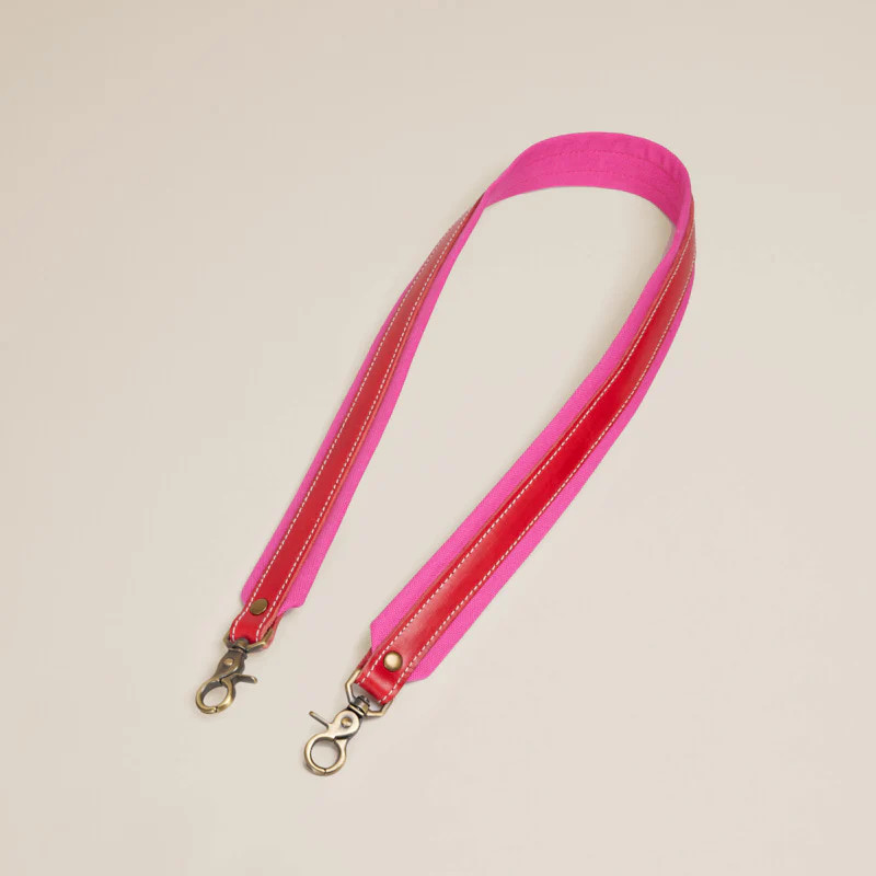 Jackie Shoulder Strap - Leather-on-Canvas Pink & Red | Parker Thatch