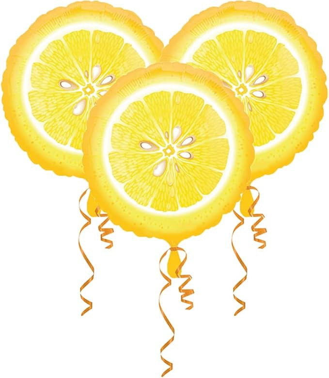 Set of 3 Lemon 18" Foil Party Balloons | Amazon (US)