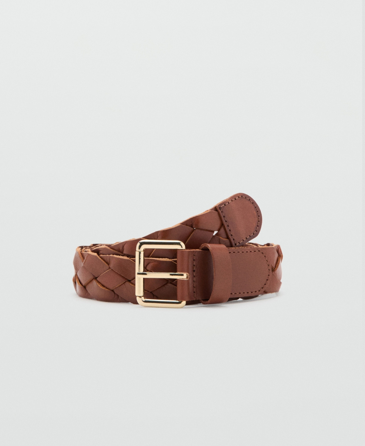 Mango Women's Braided Leather Belt - Brown | Macy's