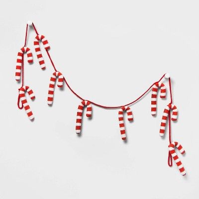 6' Knit Candy Cane Christmas Garland Red/White - Wondershop™ | Target