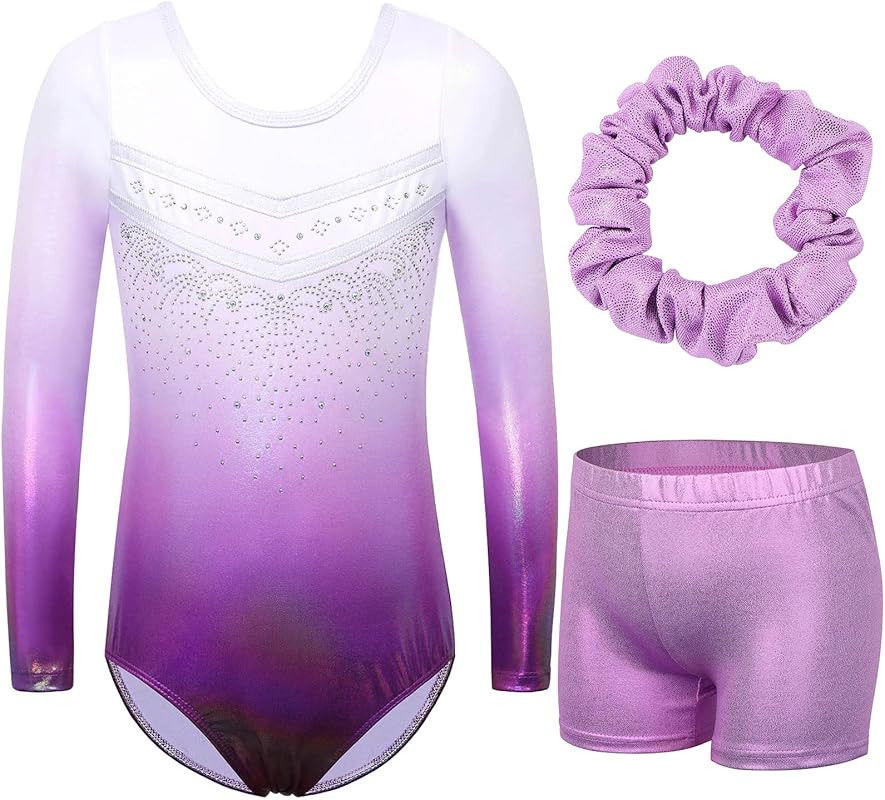 BAOHULU Leotards for Girls Gymnastics Gradient Shiny Diamond Dance Outfit One Piece | Amazon (US)