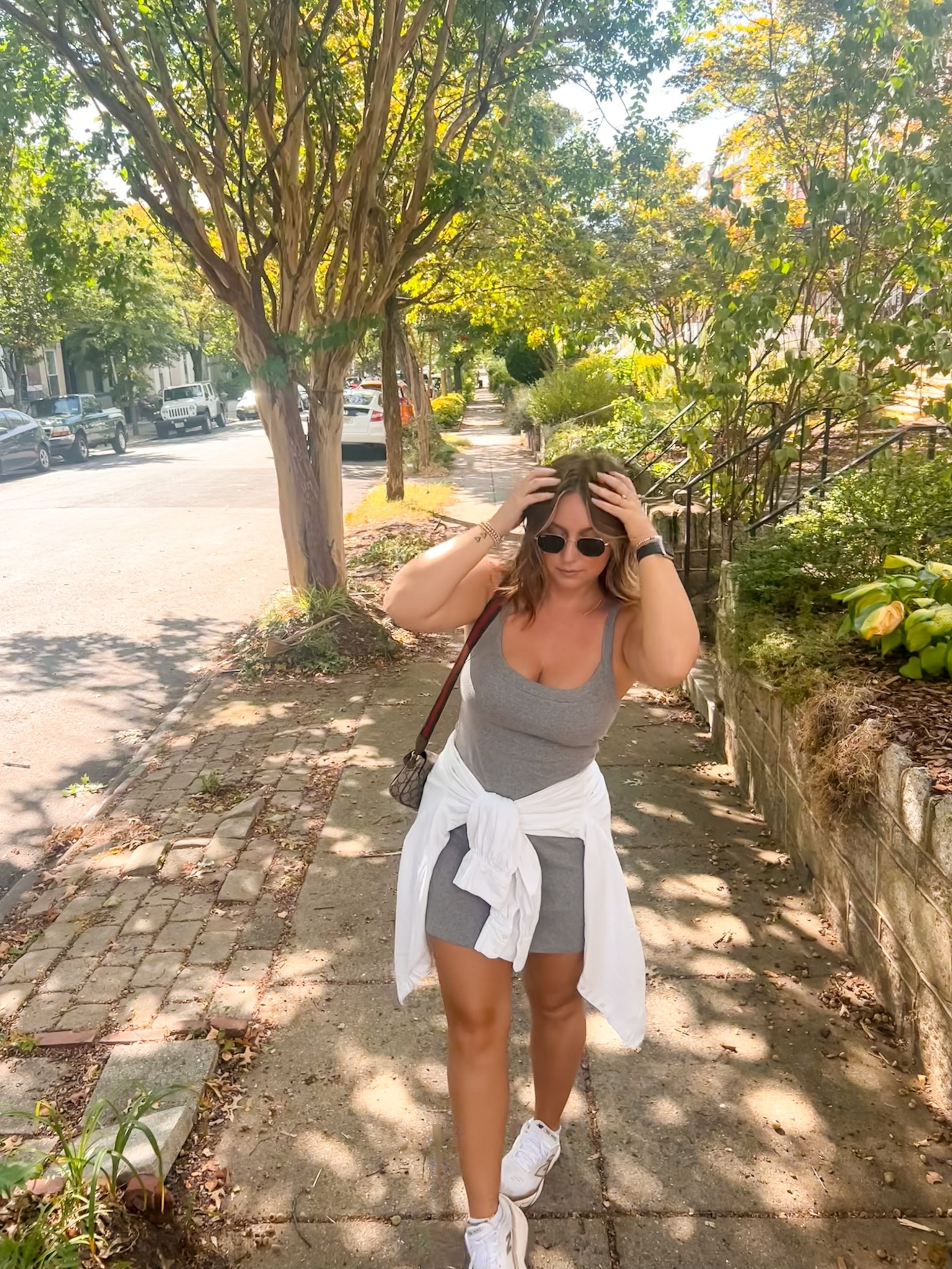 Abercrombie bra free collection wearing the bra free dress in this grey color. This dress is super comfy and has the built in padding so you don’t have to worry about a bra at all! I just tied a white button down around my waist and wore my fav new balance for a casual look! 
Wearing a medium in the dress 

#LTKSeasonal #LTKStyleTip #LTKFindsUnder50