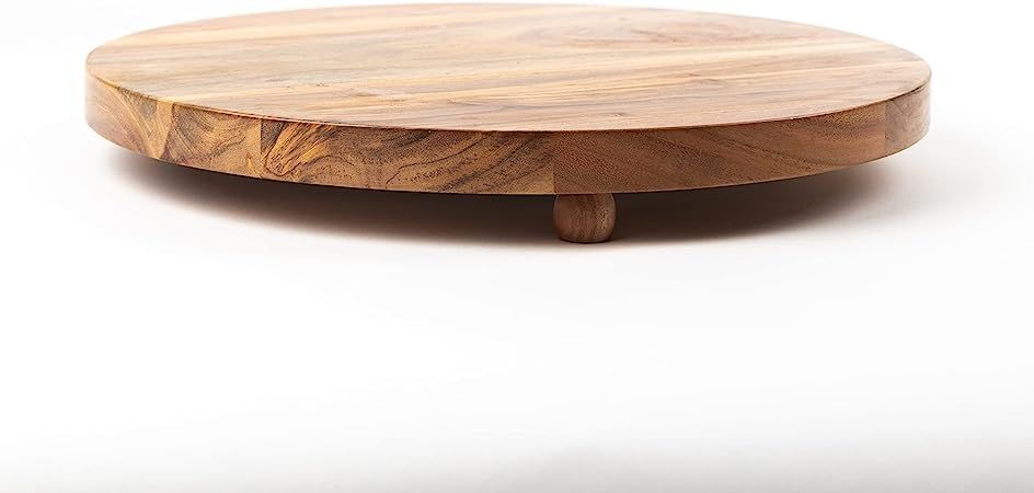 Amazon.com: Round Acacia Wood Pedestal Board, Wooden Decorative Display Tray with Feet (16") : Ho... | Amazon (US)