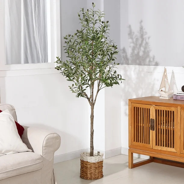Artificial Olive Plants, 6FT Fake Plastic Olive Tree, Pre Potted Faux Greenry Plant for Home Deco... | Walmart (US)
