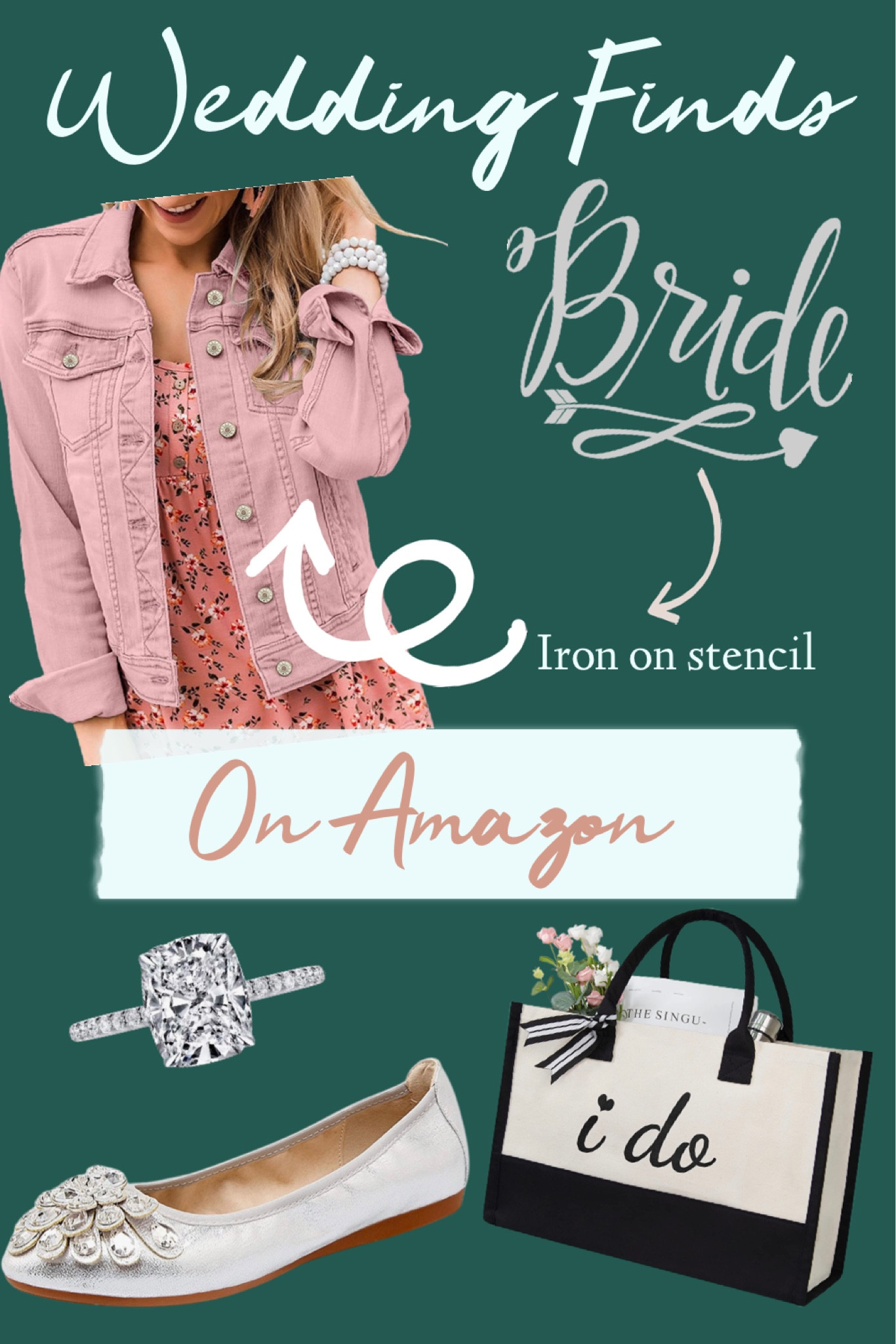 Affordable wedding finds on Amazon.

#pinkjacket #denimjacket #vacationring #engagementring
 #bridalflats

#LTKwedding #LTKunder50 #LTKSeasonal