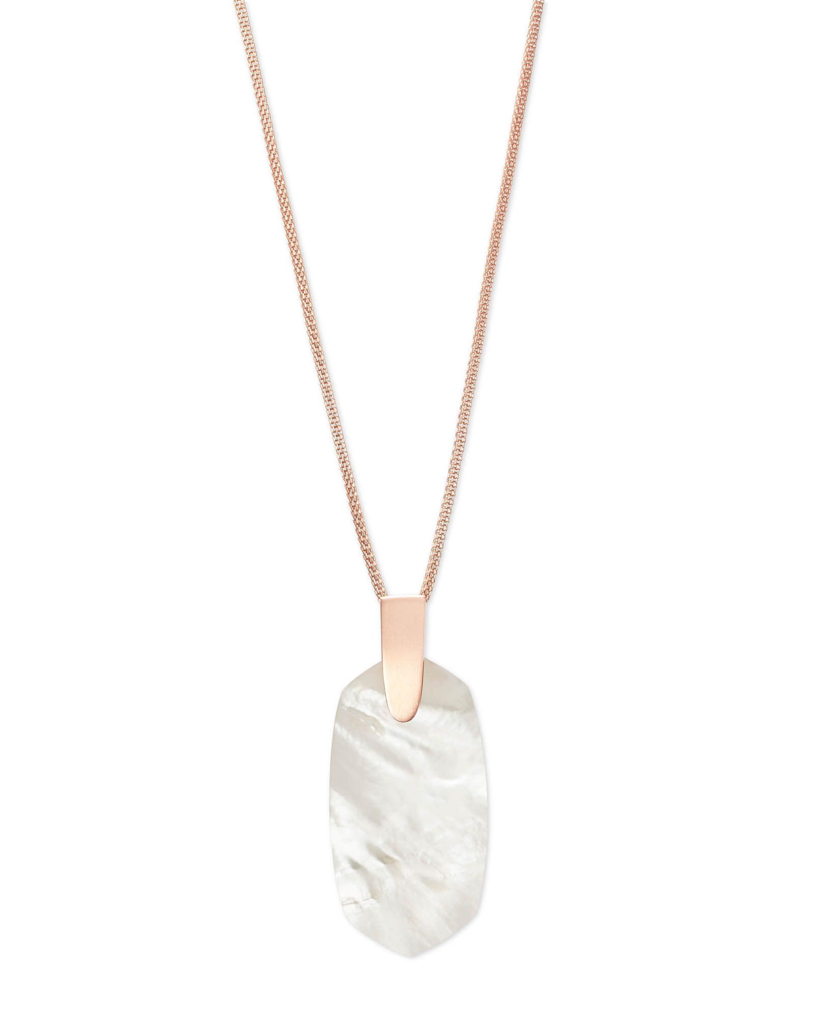 Inez Rose Gold Long Pendant Necklace in Ivory Pearl | Kendra Scott