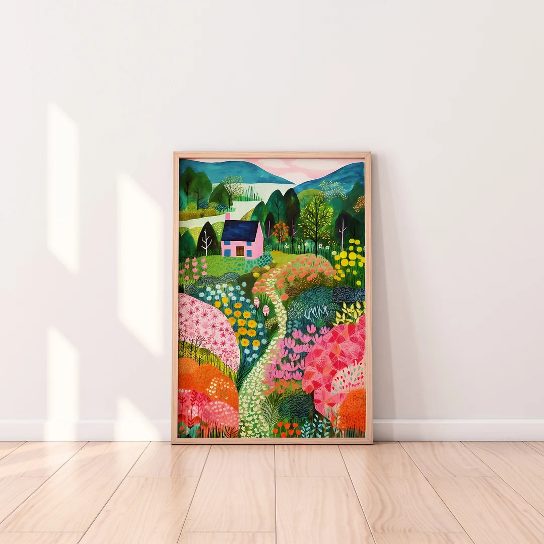 Colorful Flower Garden Wall Art, Bright Summer Floral Illustration, Botanical Printable, Vibrant ... | Etsy (US)