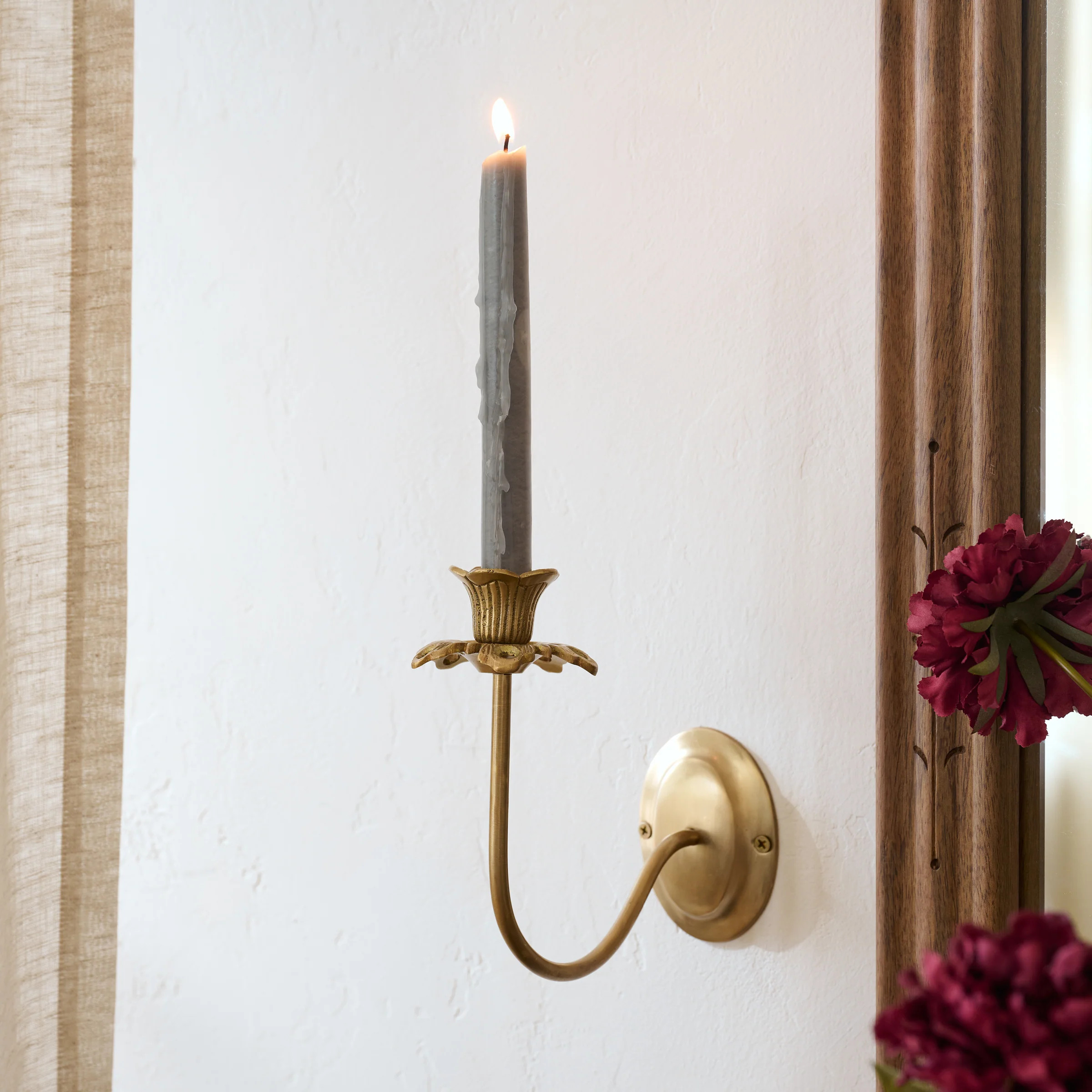Antique Brass Floral Sconce | Magnolia
