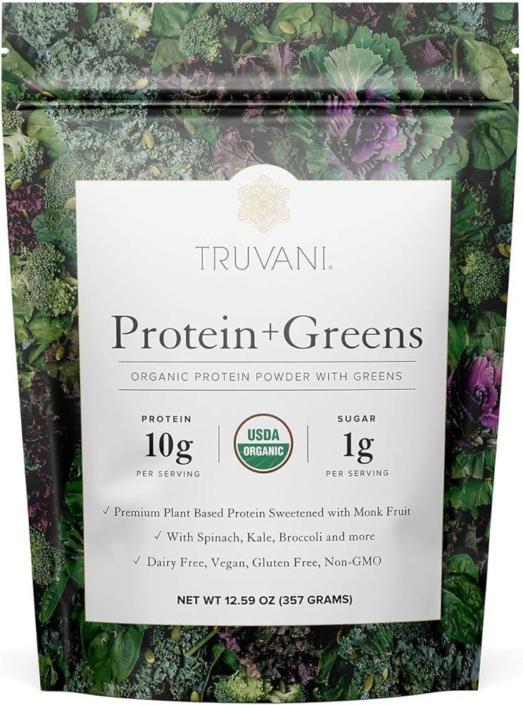 Truvani Protein + Greens Supplement | 10 Servings | 10g Organic Vegan Plant Based Protein with Sp... | Amazon (US)