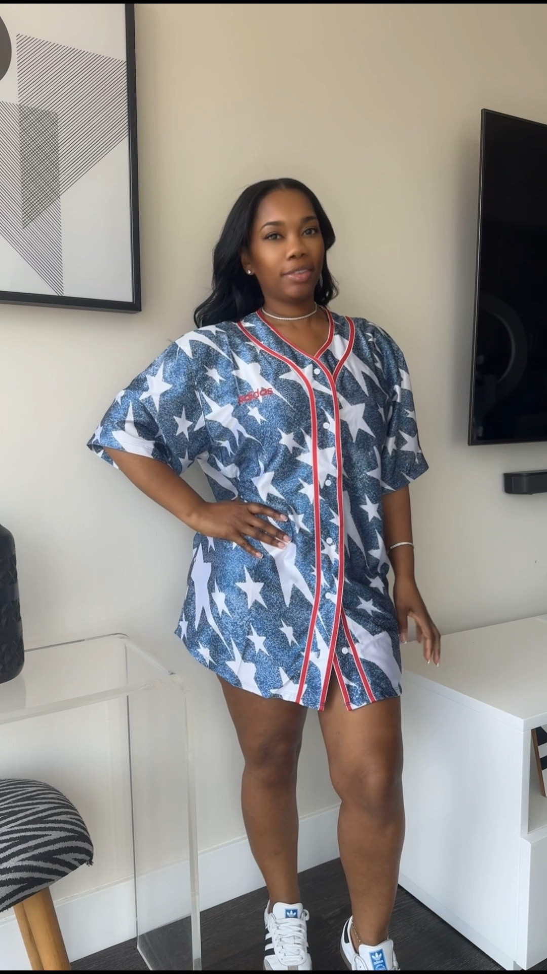 The only @adidas denim graphic jersey that matters this FIFA World Cup season! I love that it has a baseball jersey style and the right colors to represent USA. Can be worn as a dress or a top paired with the matching shorts that I have linked. I have on a size XS.

#outfitinspo #ltkstyle #summeroitfit

#LTKootd #LTKSaleAlert