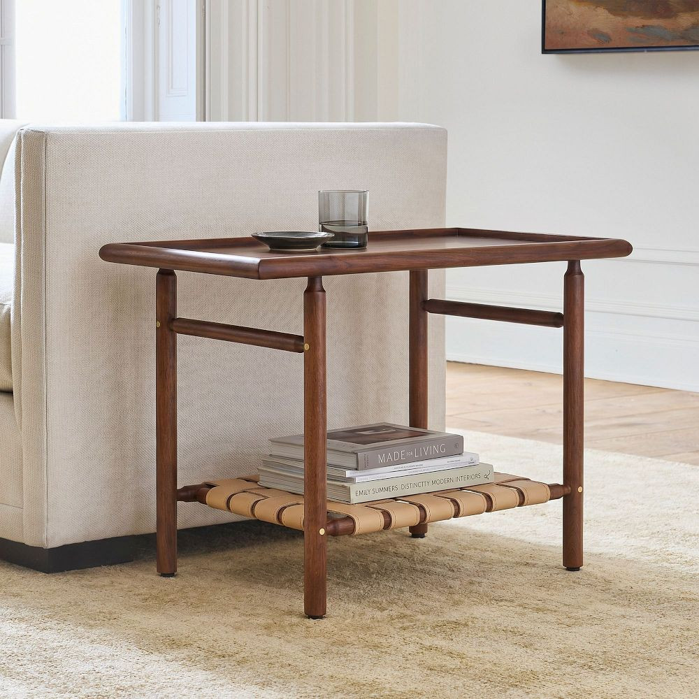 Aniya Woven Leather Side Table (29") | West Elm (US)