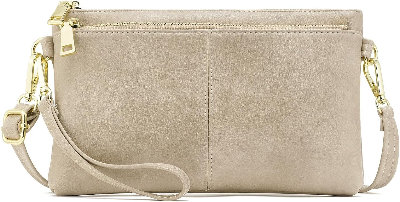 ZOOEASS Triple Zip Small Crossbody Bag Lightweight Purses Vegan Leather Wristlet Clutch, Includes... | Amazon (US)