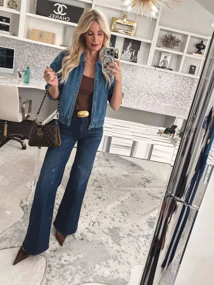 🩶 SALE ALERT 🩶 This fabulous denim bomber jacket is on sale right now, making it under $100! It’s the perfect throw-on-and-go layer—comfortable, effortlessly cool, and easy to dress up or down. I styled it with my number one best-selling jeans by MOTHER for a reason. This wide-leg, high-waisted silhouette with a floor-skimming hem is the formula for those long, model-esque legs. ✨ Denim bomber jacket runs true to size (wearing XS) • MOTHER jeans run true to size (wearing 24)
 

 

#LTKOver40 #LTKSaleAlert #LTKFindsUnder100