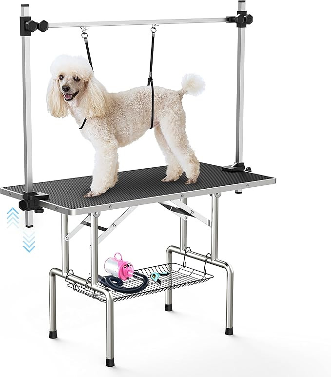 Lyromix 36''Large Dog Grooming Table, Adjustable Cat Drying Desktop with Arms, Nooses, Mesh Tray,... | Amazon (US)