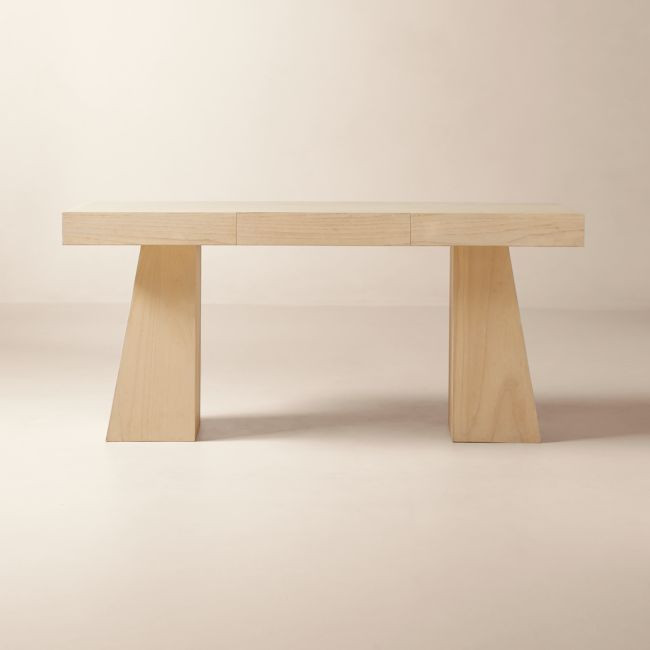 Ridge Bleached Oak Desk with Drawer | CB2