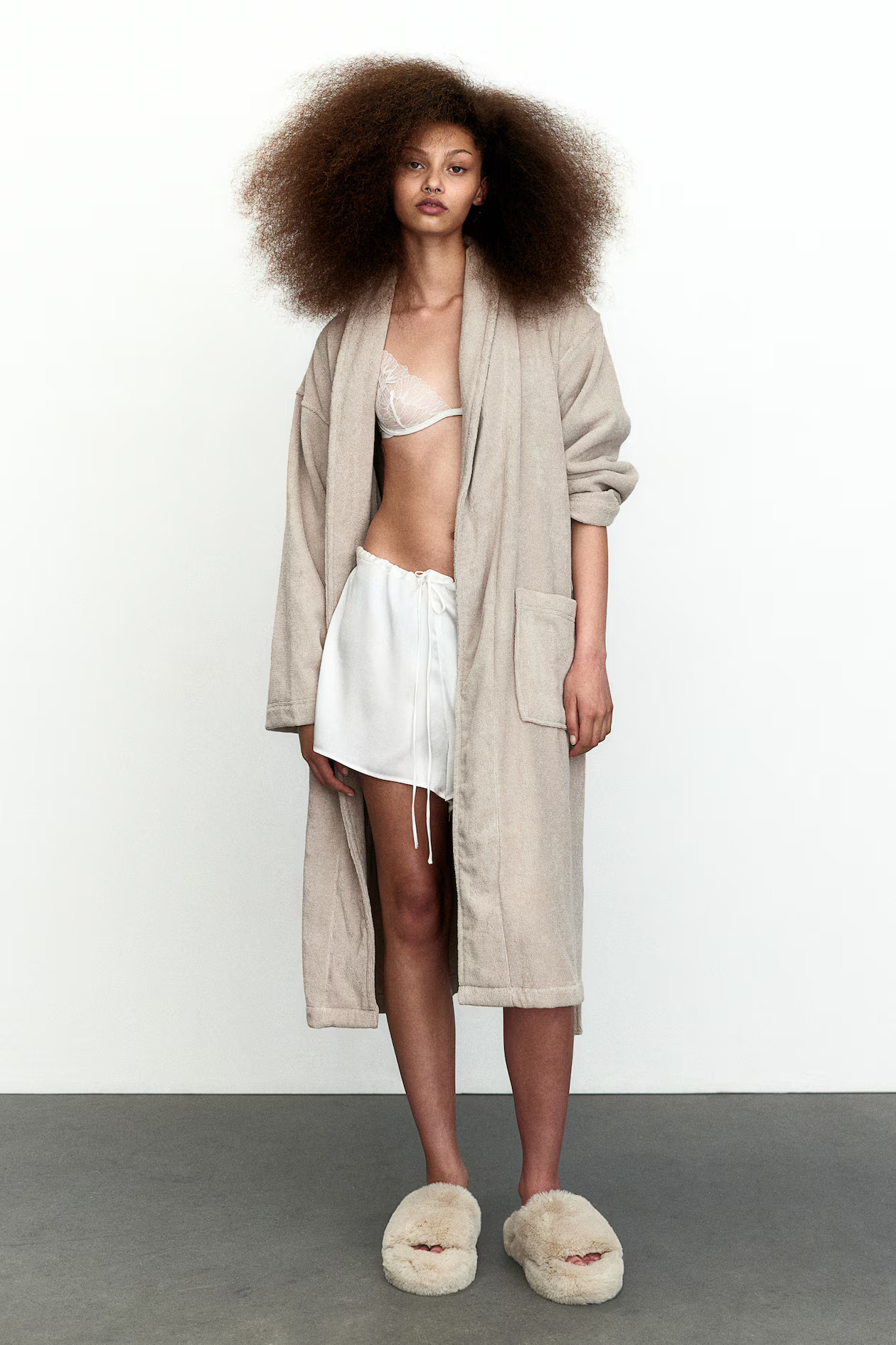 Cotton terry dressing gown - Light mole - Home All | H&M GB | H&M (UK, MY, IN, SG, PH, TW, HK)