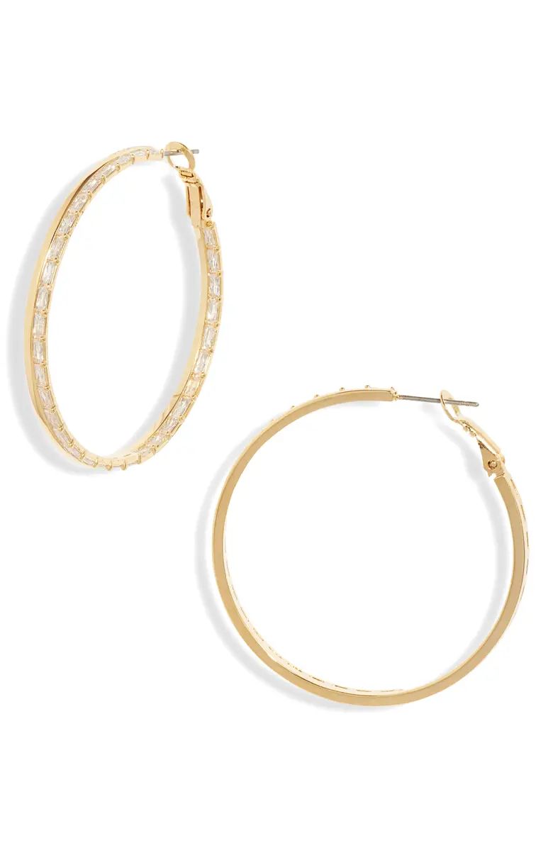 Nordstrom Baguette Cubic Zirconia Inside Out Hoop Earrings | Nordstrom | Nordstrom