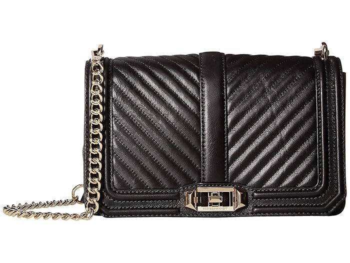 Rebecca Minkoff Chevron Quilted Love Crossbody (Black 1) Cross Body Handbags | Zappos