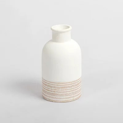 Neutral Two-Toned Ceramic Vase, 7 in., White/Tan, | Kirkland's Home | Kirklands