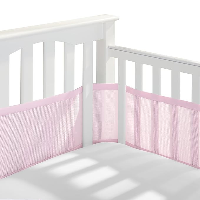 BreathableBaby Breathable Mesh Liner for Full-Size Cribs, Classic 3mm Mesh, Light Pink (Size 4FS ... | Amazon (US)