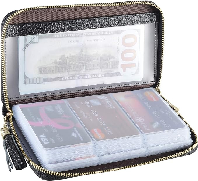 Easyoulife Credit Card Holder Wallet Womens Zipper Leather Case Purse RFID Blocking | Amazon (US)