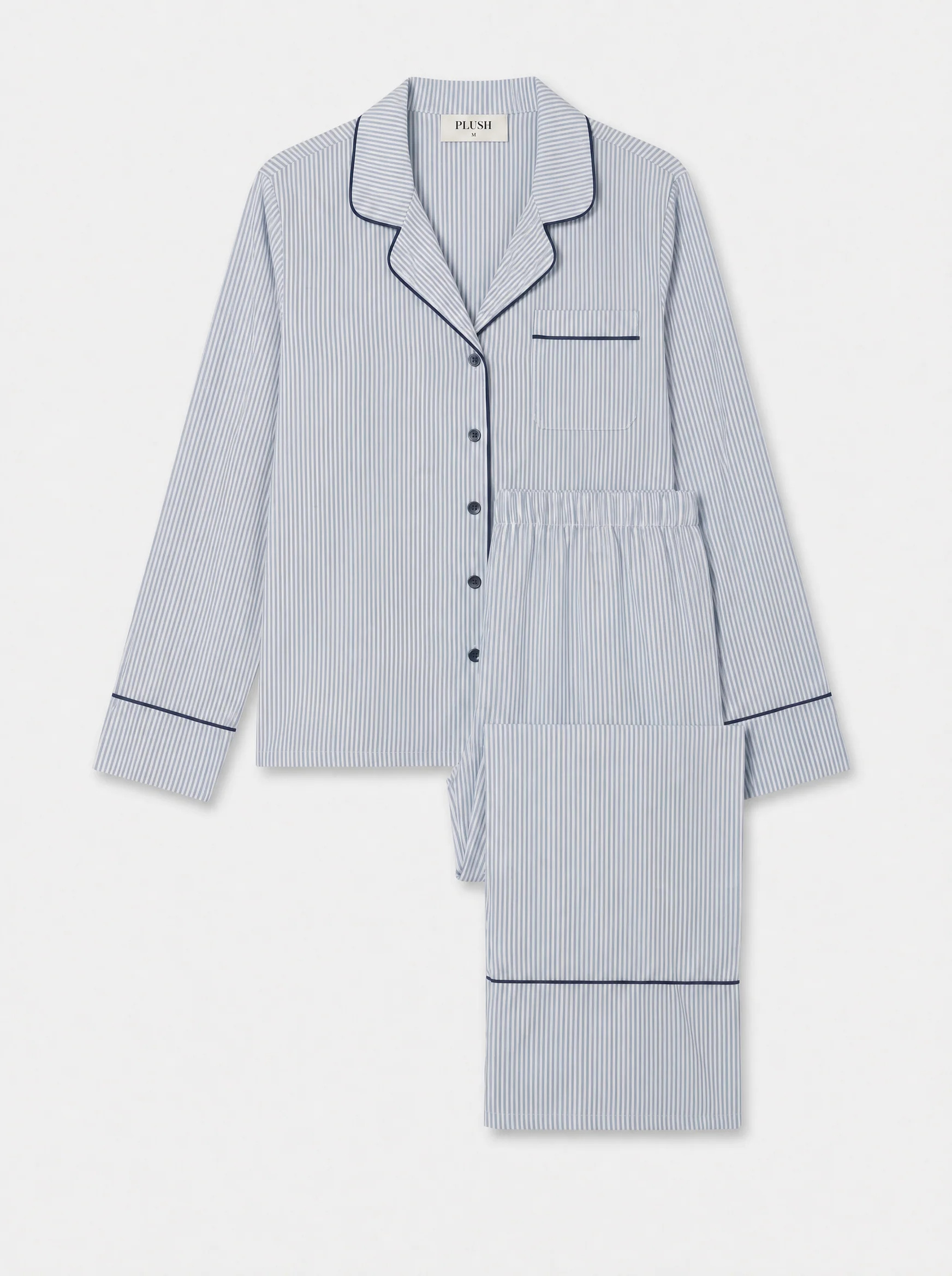 Blue Stripe Bamboo Cotton Pyjamas | PLUSH | PLUSH