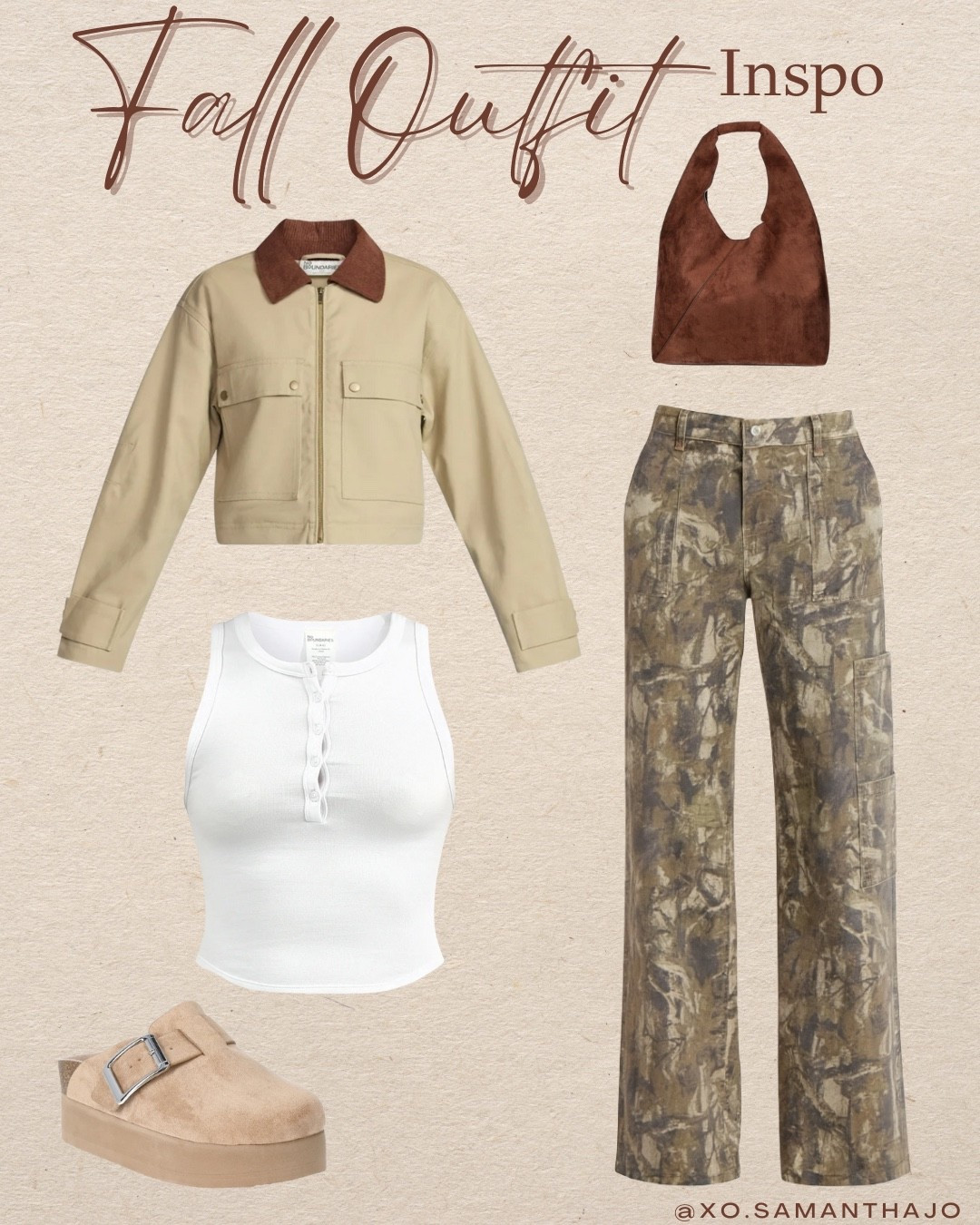 camel cropped jacket
Utility jacket barn jacket 
Basic layers basic tank tops
button front white rib tank
henley tank top
neutral platform clogs
suede platform mules
brown suede shoulder bag
hobo bag
camo print wide leg pants
Affordable fall outfit
Concert outfit Walmart fashion 
neutral fall style
cozy chic layering
casual streetwear fall
warm tan beige tones
autumn outfit inspiration

#LTKShoeCrush #LTKFindsUnder50 #LTKFindsUnder100