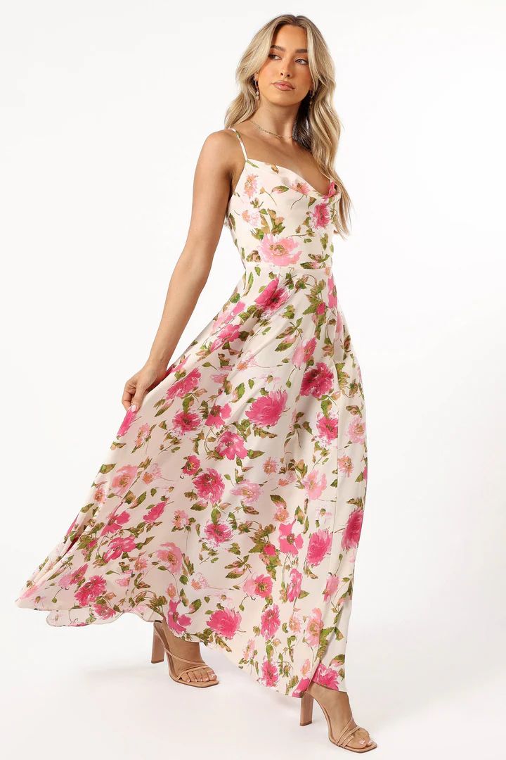 Violetta Cowl Neck Maxi Dress - Ivory Pink | Petal & Pup (US)