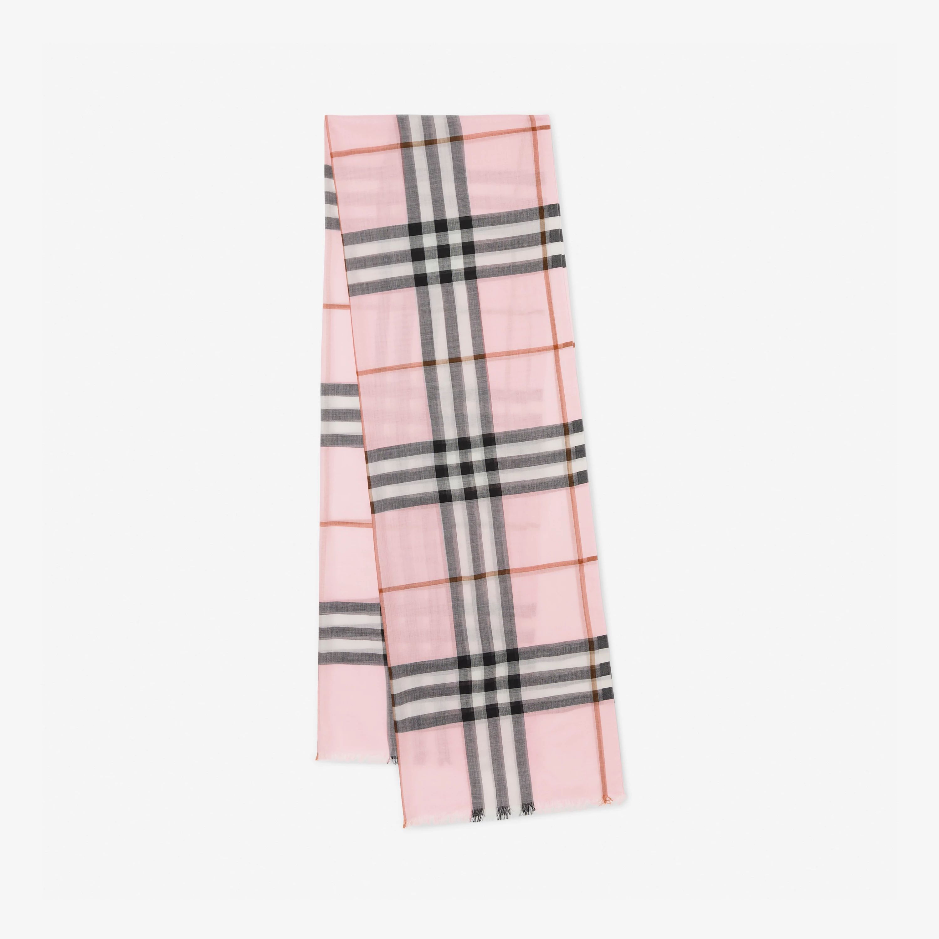 Check Wool Silk Scarf in Pale candy pink | Burberry® Official | Burberry (US)