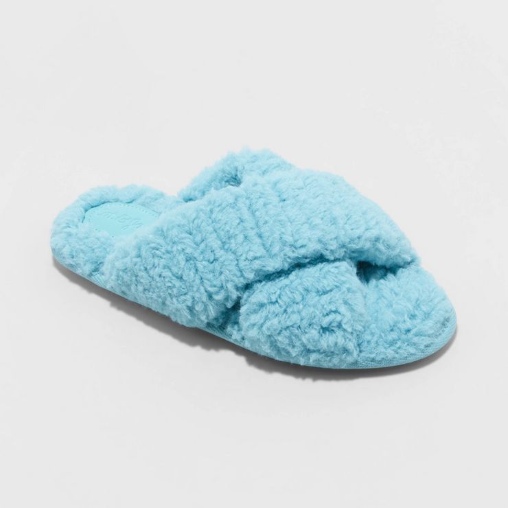 Girls' Brooklyn Crossband Faux Shearling Slippers - Cat & Jack™ | Target