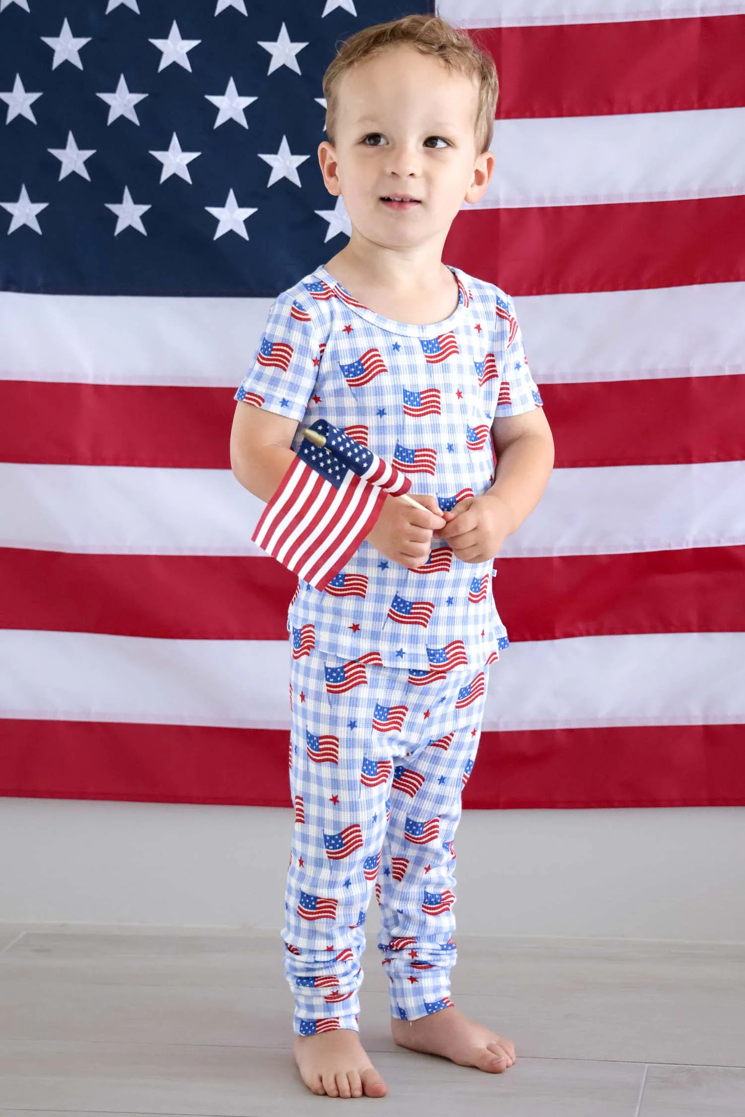 Bamboo Waffle Two Piece Pajama Set | Star-Spangled Picnic | Caden Lane