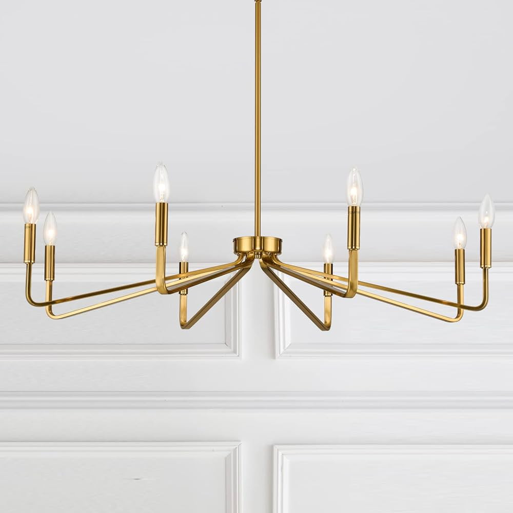 ACANER 38" Gold Chandeliers for Dining Room, 8-Light Modern Farmhouse Chandelier Light Fixture, Brus | Amazon (US)