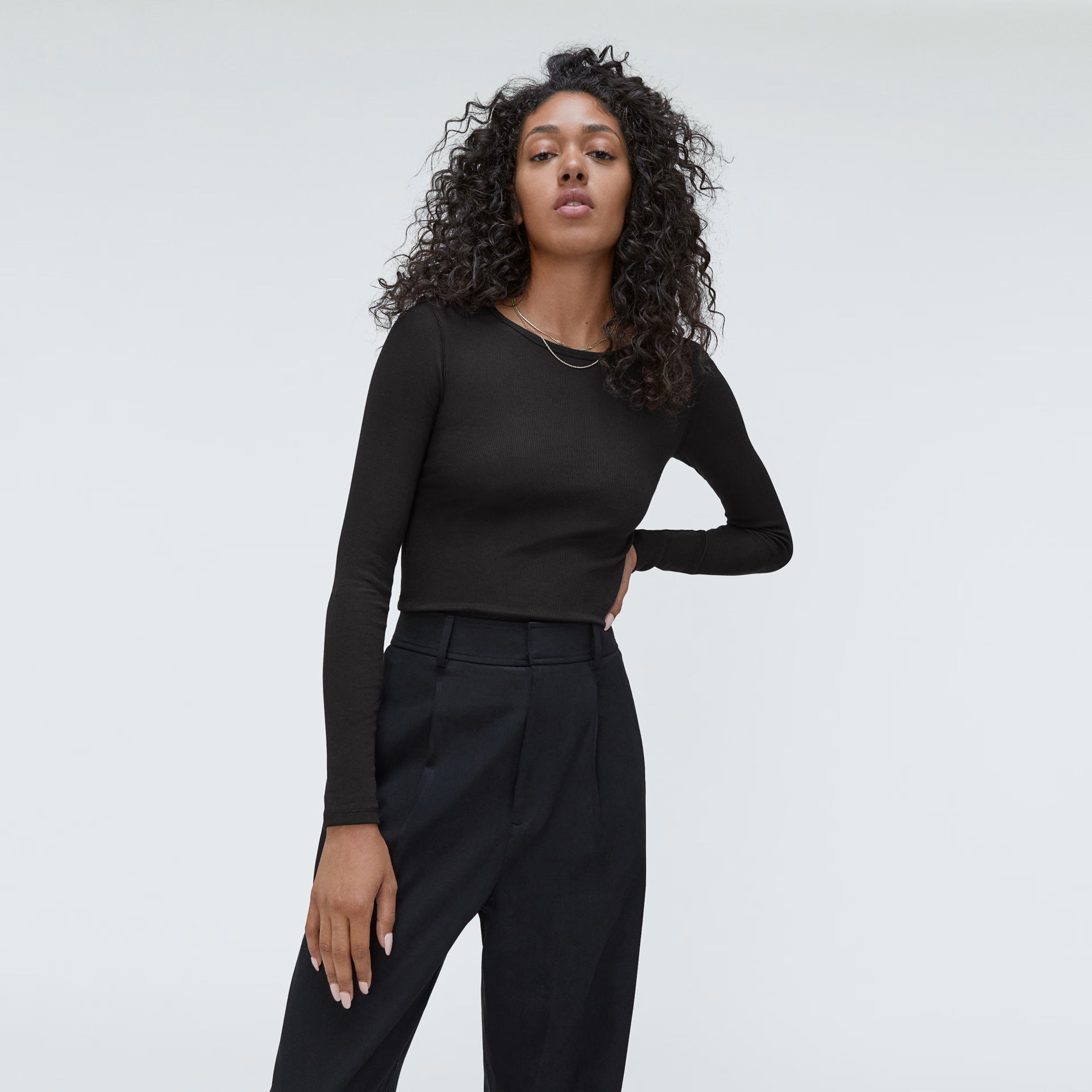 The Pima Micro-Rib Long-Sleeve Crew | Everlane