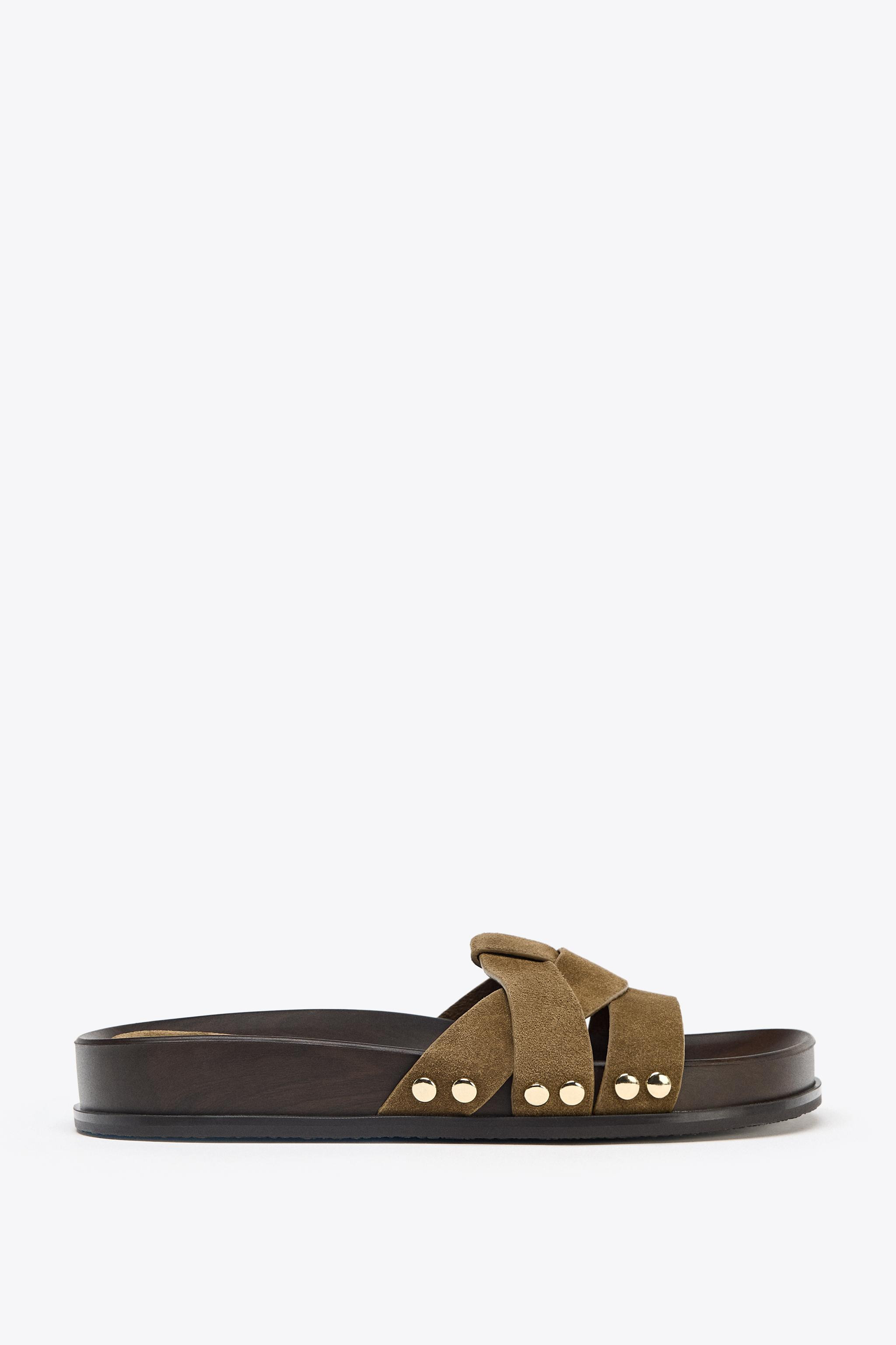 LEATHER PLATFORM SLIDES | Zara US