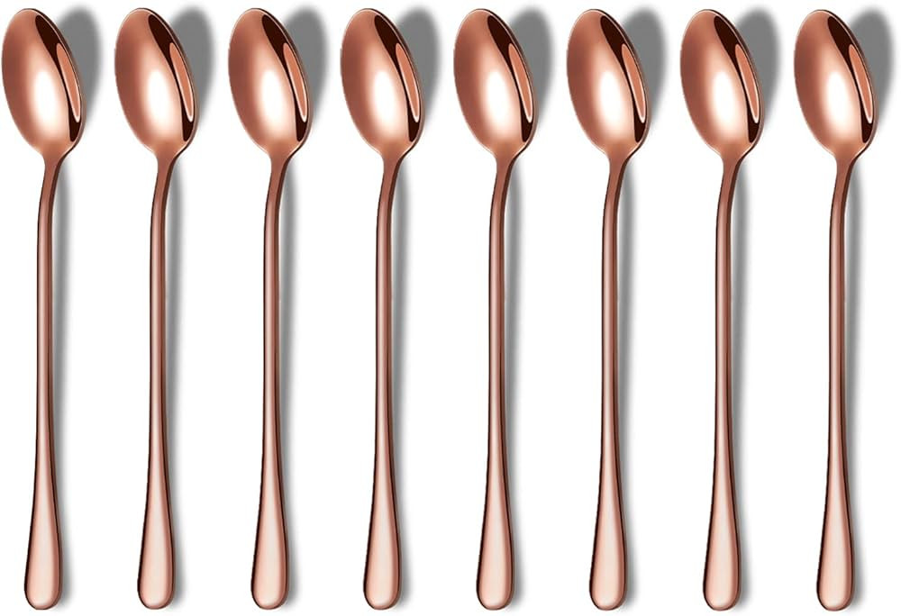 Copper Long Handle Spoon Set - Premium Stainless Steel Coffee Stirrers, Ice Tea and Ice Cream Spo... | Amazon (US)