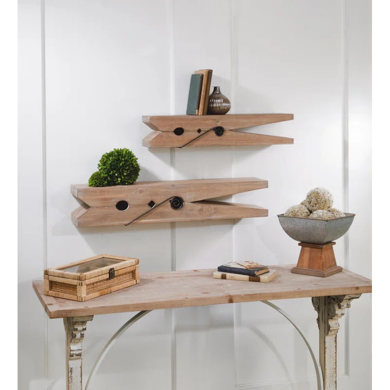 Gracie Oaks Cox Clothespin 2 Piece Wall Shelf Set | Wayfair North America