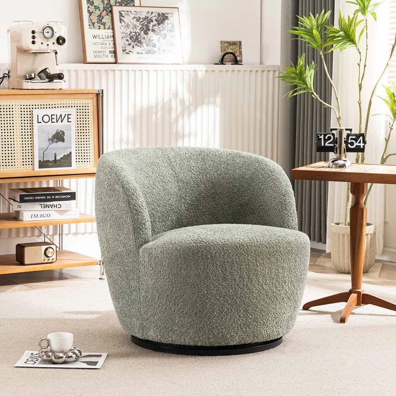Hadriel Small Swivel Chair,Full Assembled Boucle Upholstered Fabric Barrel Chair,Small Space Armc... | Wayfair North America