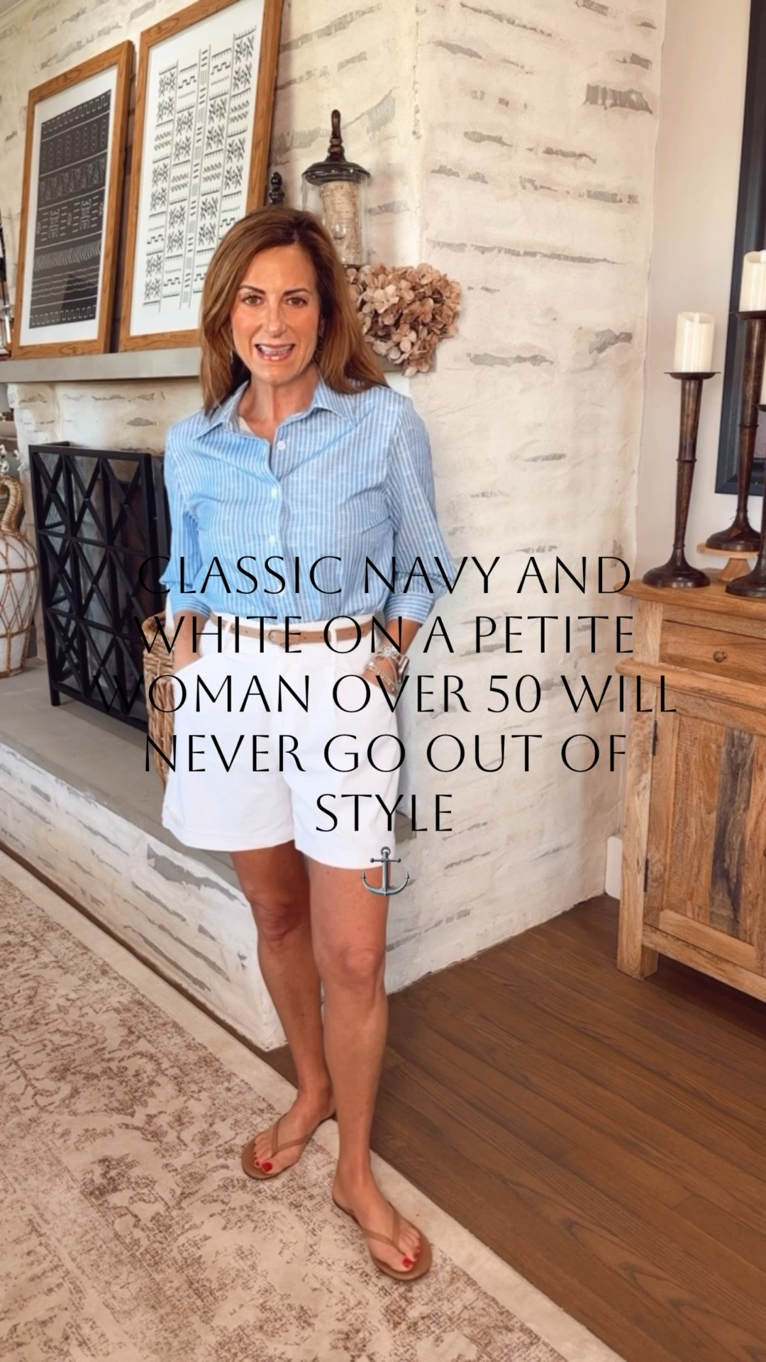 There’s something about classic navy (or blue) and white that always feels elegant, effortless, and timeless ⚓🤍
As a petite woman over 50, I love outfits that look polished without trying too hard, and this color combo never disappoints. Simple, chic, and easy to wear year after year.
I’m wearing my true size small in everything!