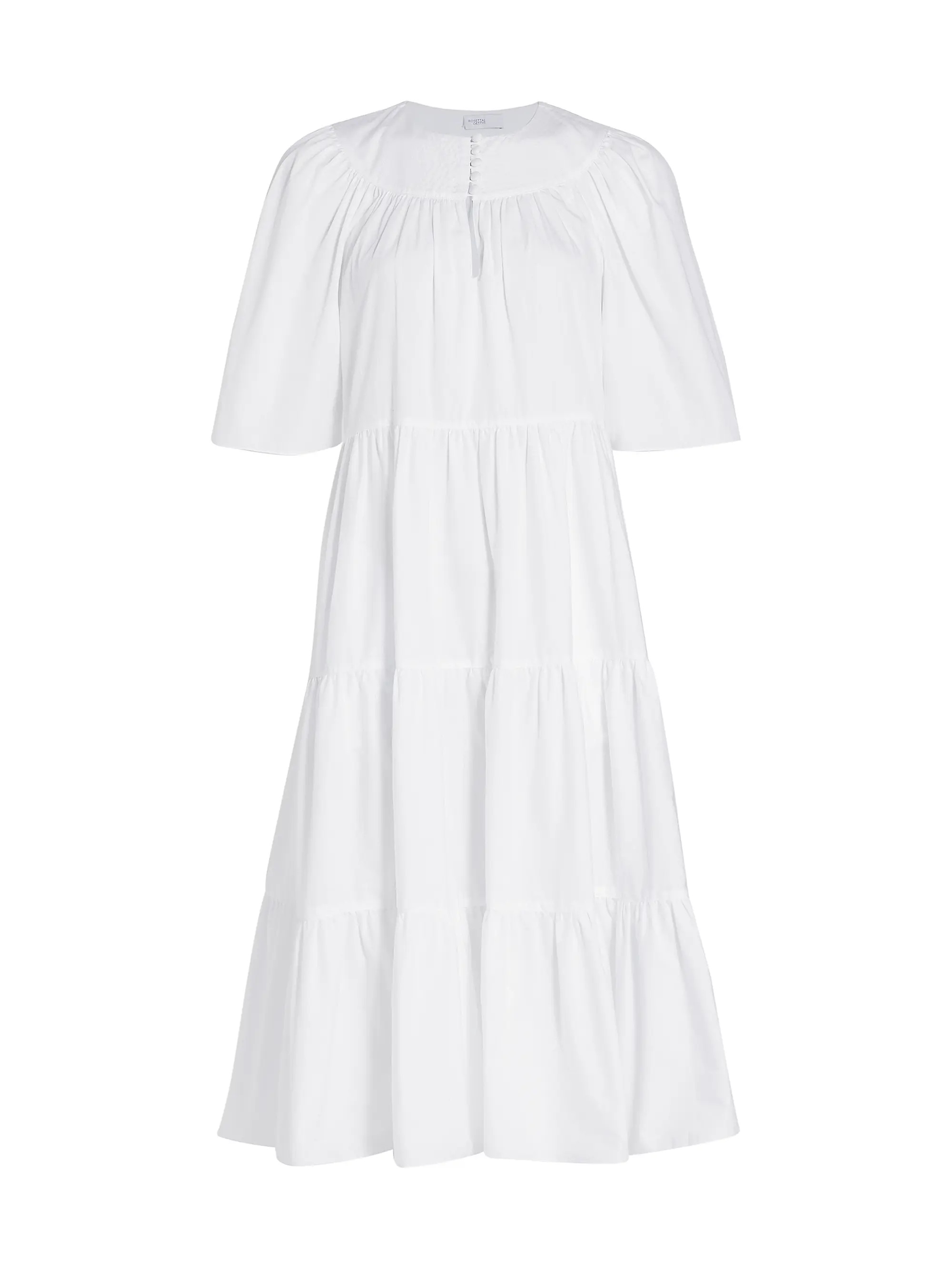 Shop Rosetta Getty Tiered Cotton Dress | Saks Fifth Avenue | Saks Fifth Avenue