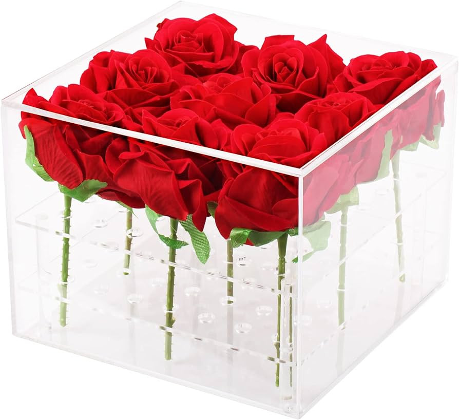 Flower Vase Clear Acrylic Square Floral Arrangements Decorative Centerpiece for Wedding Dining Ta... | Amazon (US)