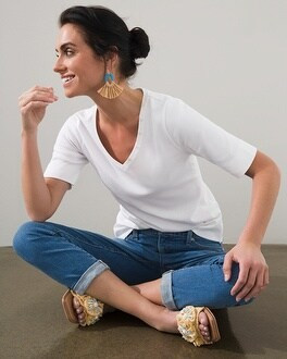 Button Detail V-Neck Tee | Chico's