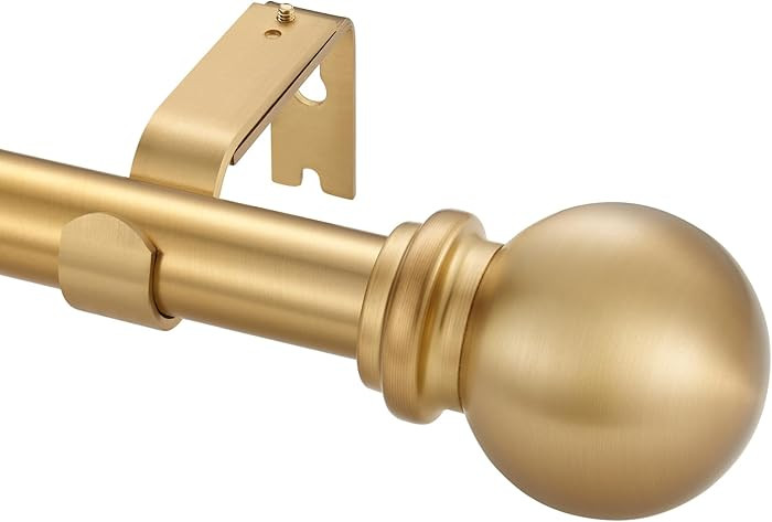 Warm Gold Curtain Rods for Window 72-144 Inch, Decorative Curtain Rod with Ball Finials, Adjustab... | Amazon (US)
