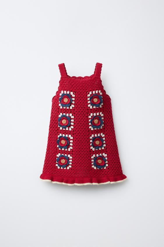 CROCHET FLORAL KNIT DRESS | Zara US