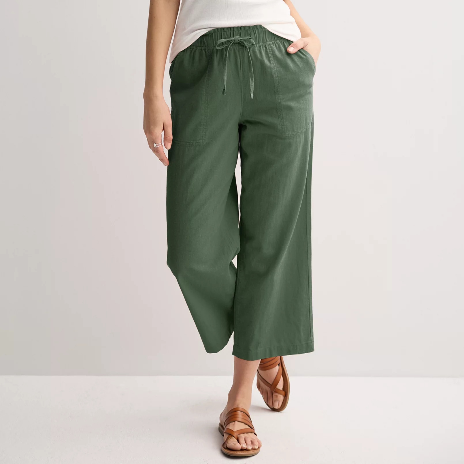 Women's Sonoma Goods For Life® Linen Wide Leg Ankle Pants | Kohl's