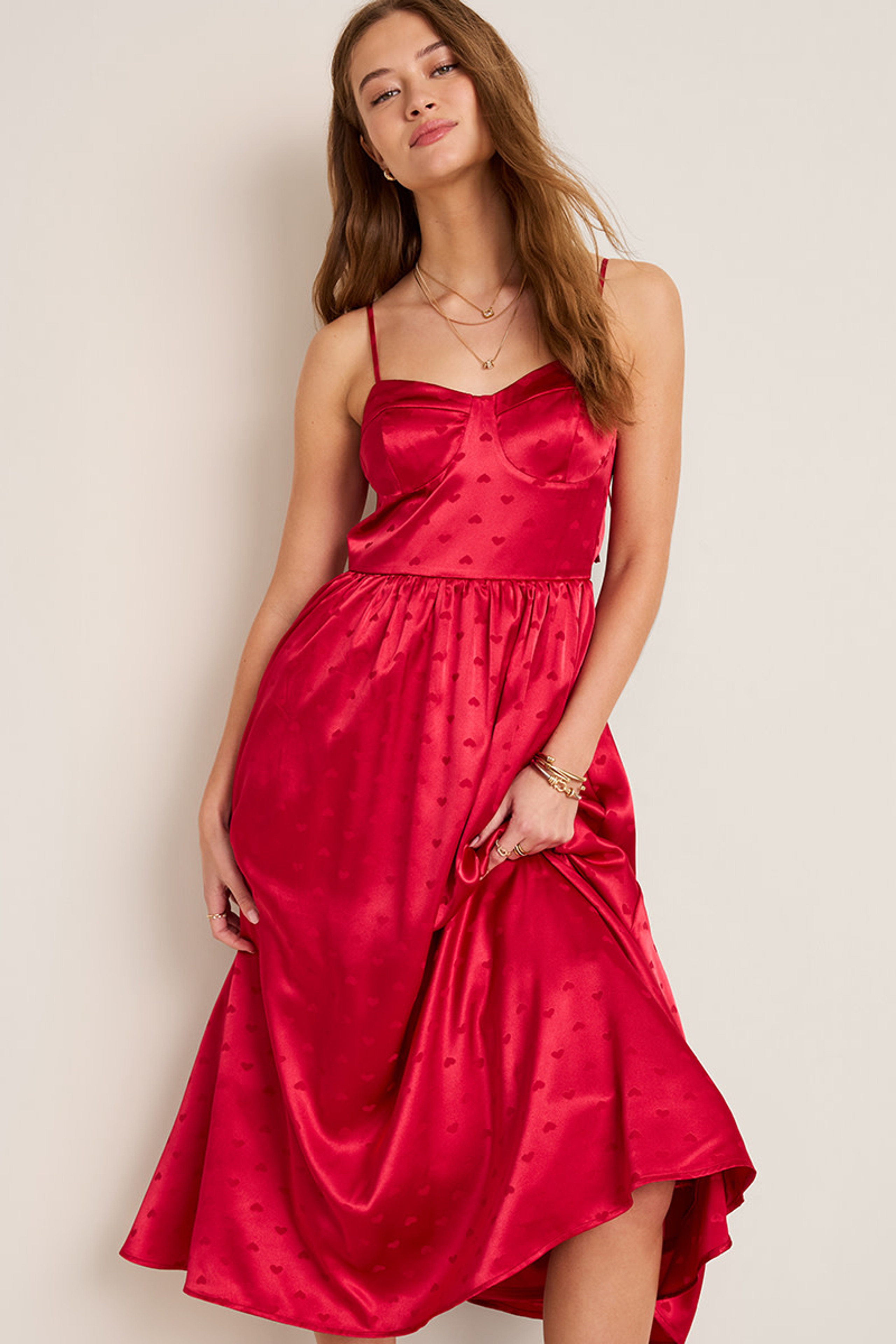 Darcy Heart Print Midi Dress | Francesca's