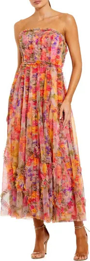 Ankle Length Strapless Floral Ruffle Dress | Nordstrom