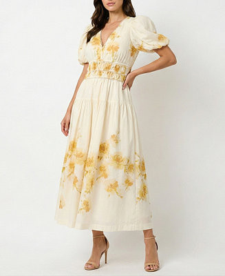 Women's Watercolor Floral Smocked A-Line Dress | Macy's