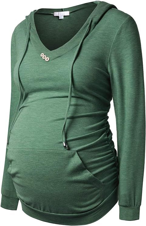 Bhome Maternity Hoodies Long Sleeve Pregnancy Shirt Vneck Casual Sweatshirts Maternity Tops | Amazon (US)